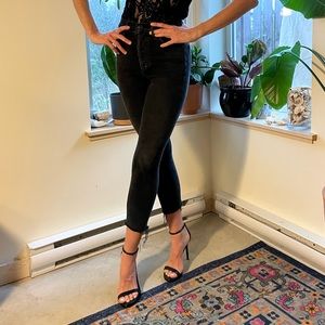 AGOLDE Nico Black Jeans 23 Raw Edge Cropped